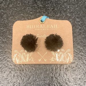 Shiraleah Black Damaris Pom earrings NWT Anthro boho